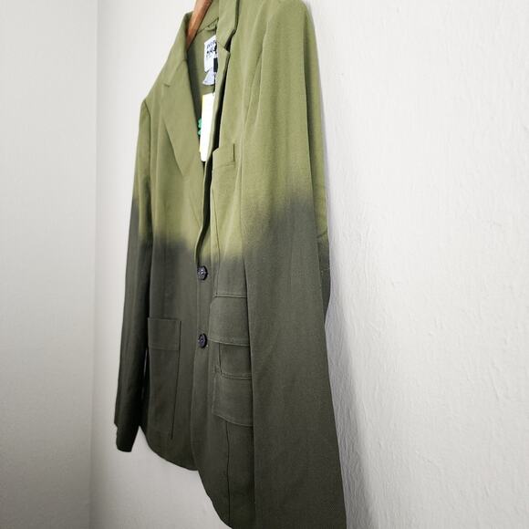 BOBBLEHAUS Green Ombre Tencel Twill Blazer Jacket Men's Large - Picture 4 of 14